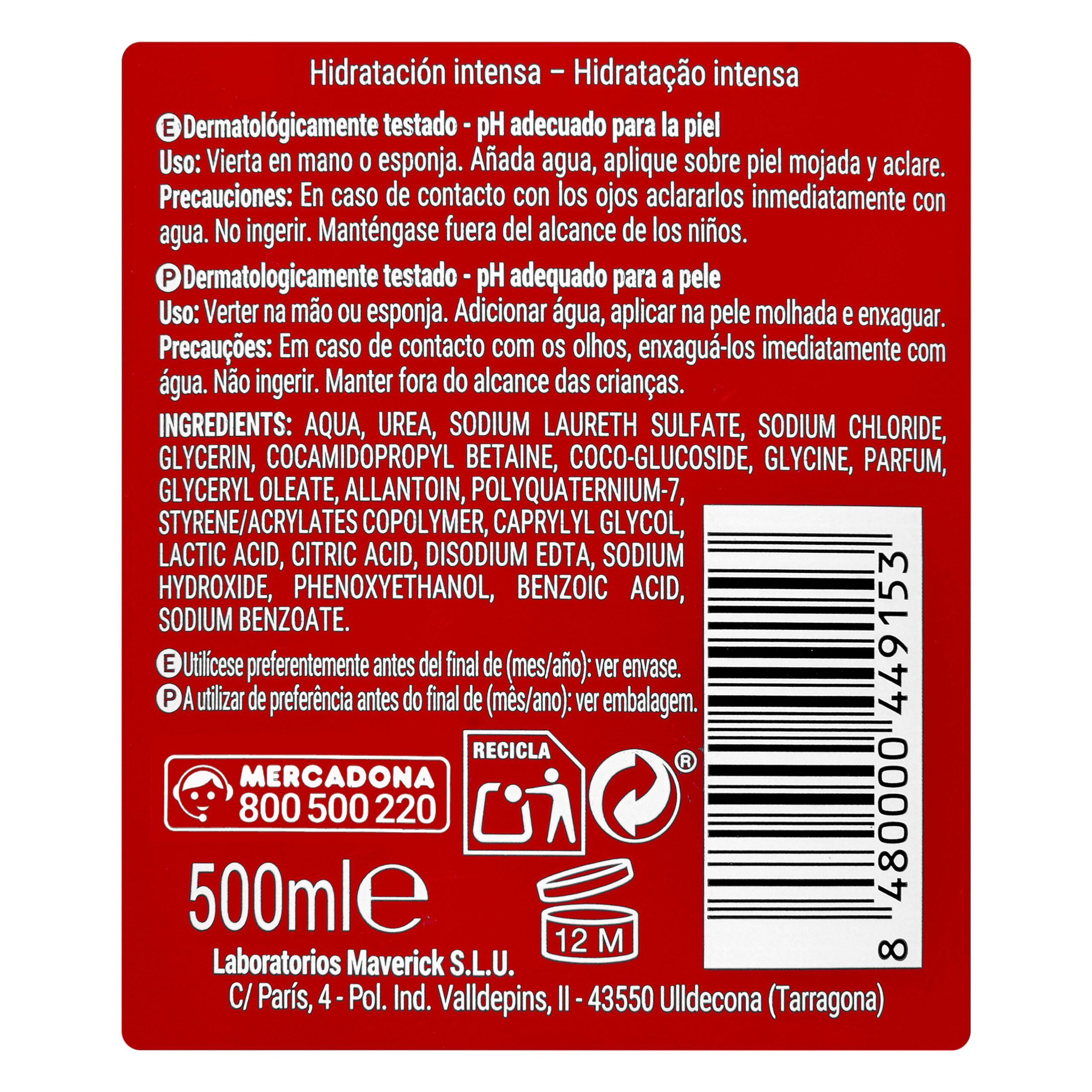 Etiqueta Gel de baño 10% urea Deliplus piel áspera y deshidratada